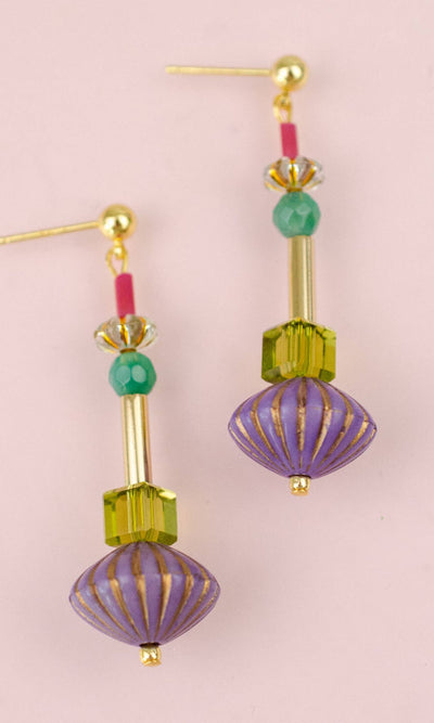 Purple Fluted Dangle Earrings - 260 Jewelry