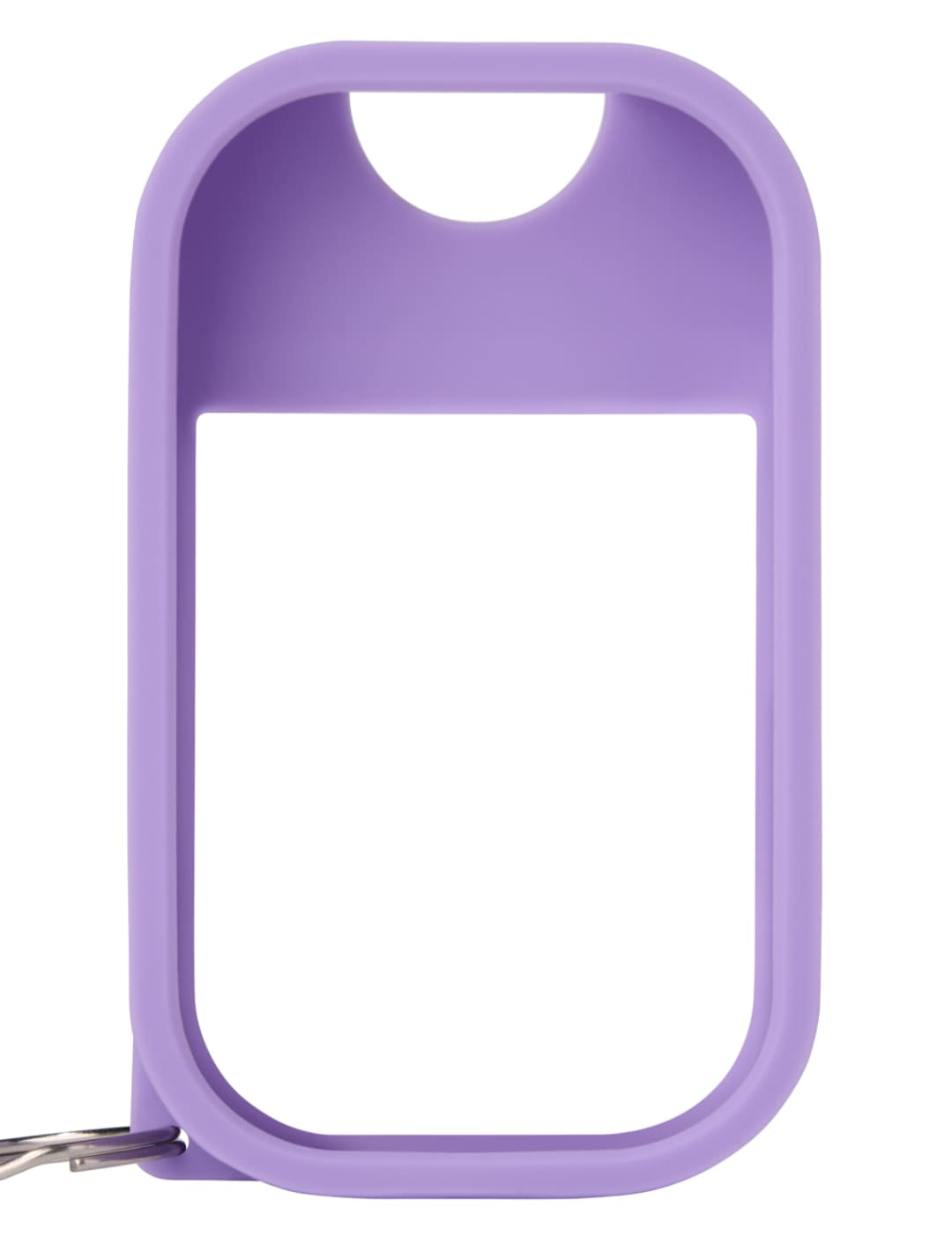 Lavender silicone keychain holder with metal ring and clip.