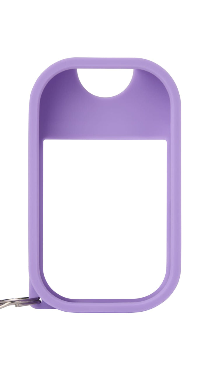 Lavender silicone keychain holder with metal ring and clip.
