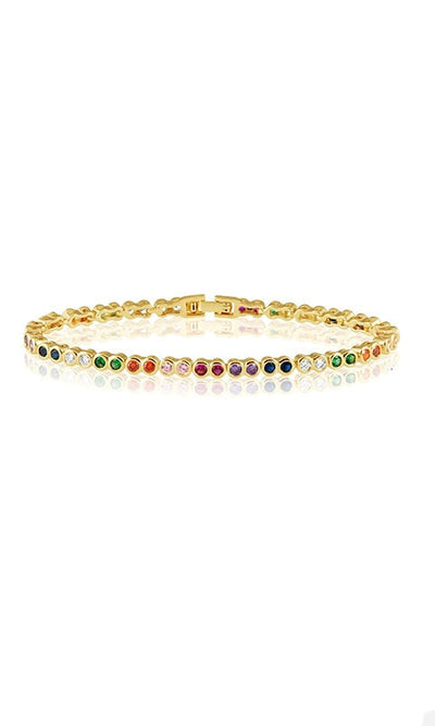 Rainbow Bezel Tennis Bracelet - Jewelry