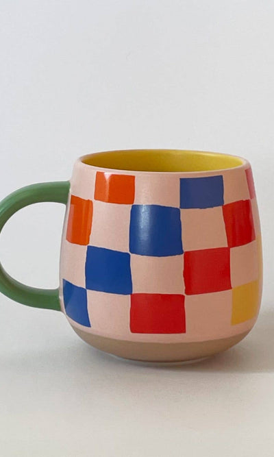 Rainbow Checks Ceramic Mug - 310 Home/Gift