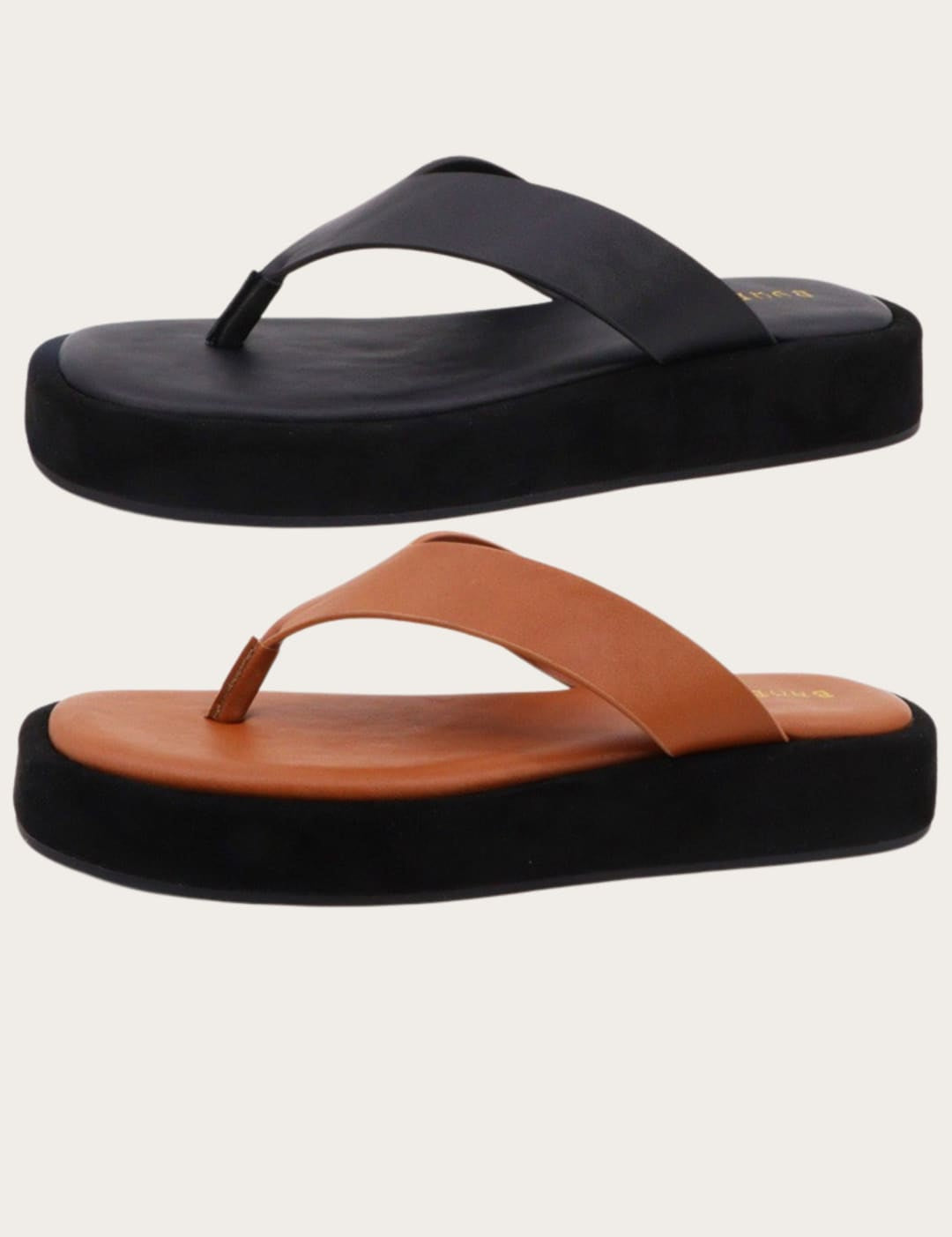 Two pairs of platform flip-flops.