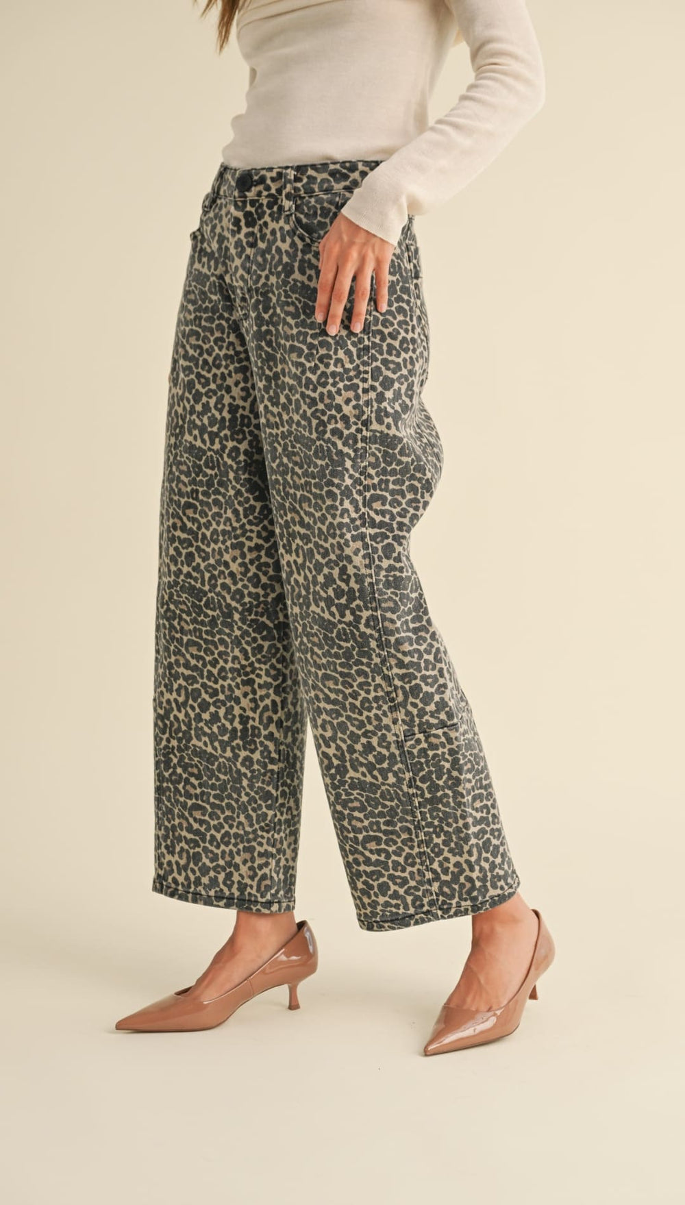 Rory Leopard Barrel Jeans - 220 Other Bottoms