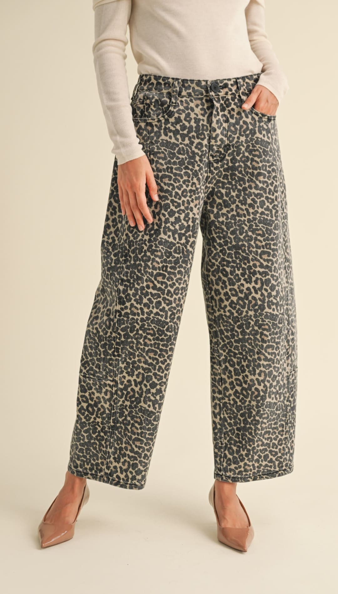 Rory Leopard Barrel Jeans - 220 Other Bottoms