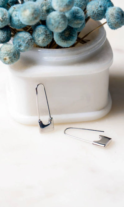Sid Safety Pin Earrings - Silver Plated