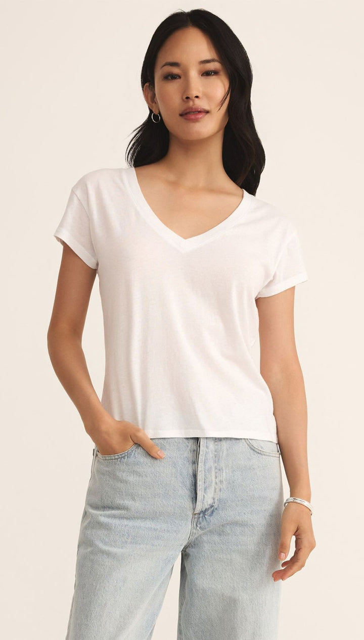 Sleeve Modern V-Neck Tee - 100 Short Sleeve