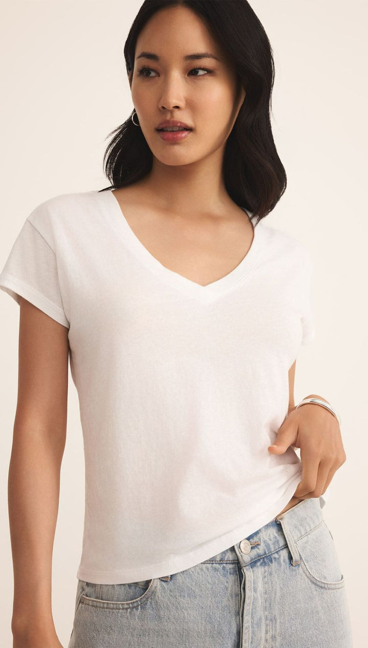 Sleeve Modern V-Neck Tee - 100 Short Sleeve