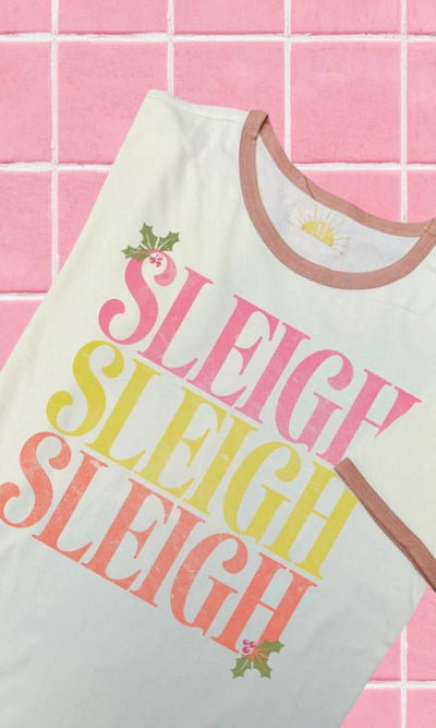 Sleigh All Day Ringer Tee - 130 Graphics
