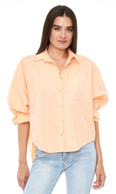 Sloane Oversized Button Down Shirt - Sherbert - Shirts & Tops
