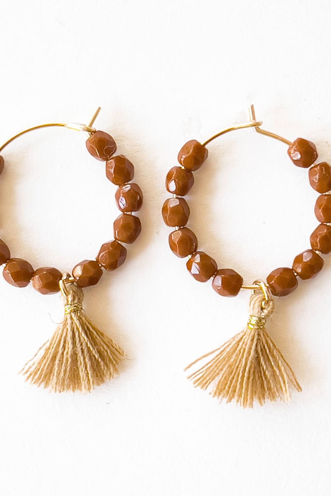 Small Gold Filled Hoops With Beads And Tassels - 260 Jewelry