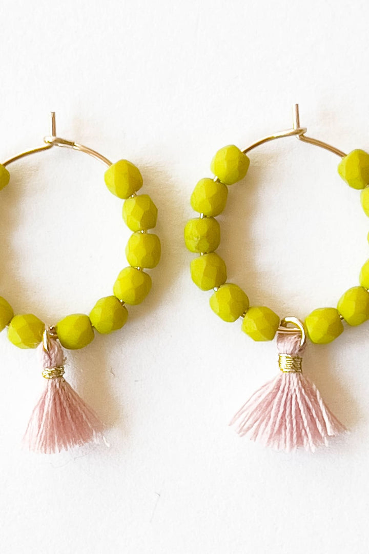 Small Gold Filled Hoops With Beads And Tassels - 260 Jewelry