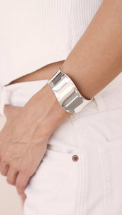 Silver wavy cuff bracelet.