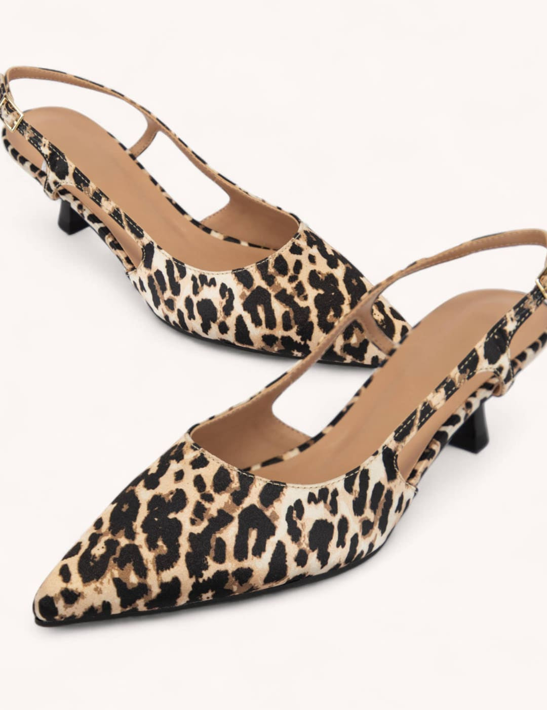 Leopard print slingback kitten heels