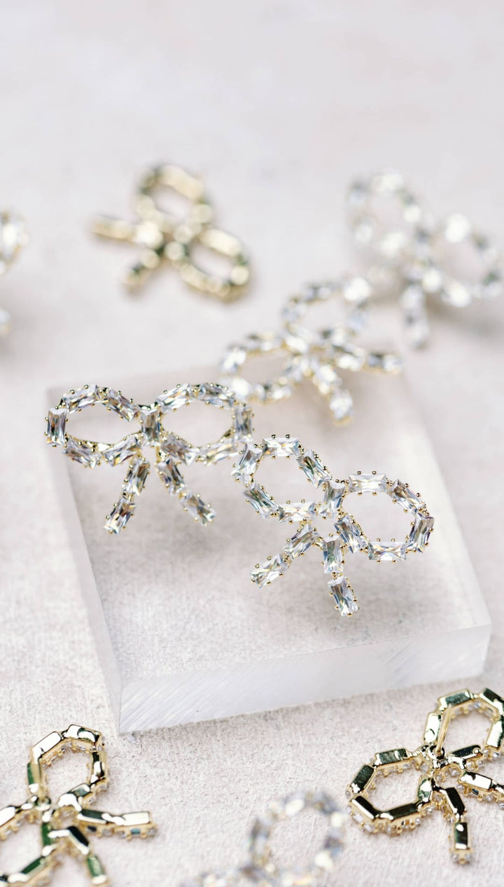 Sparkling Diamond Mini Statement Bow Earrings - 260 Jewelry