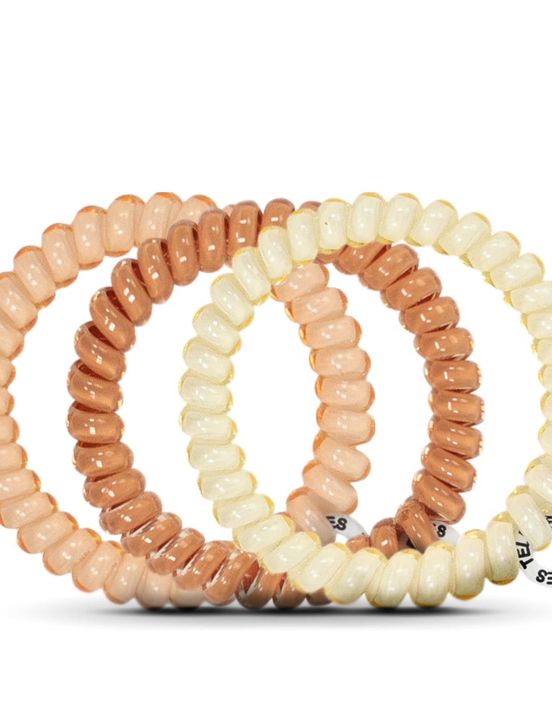 3-pack of braided hair ties in blush, beige and cream colors.