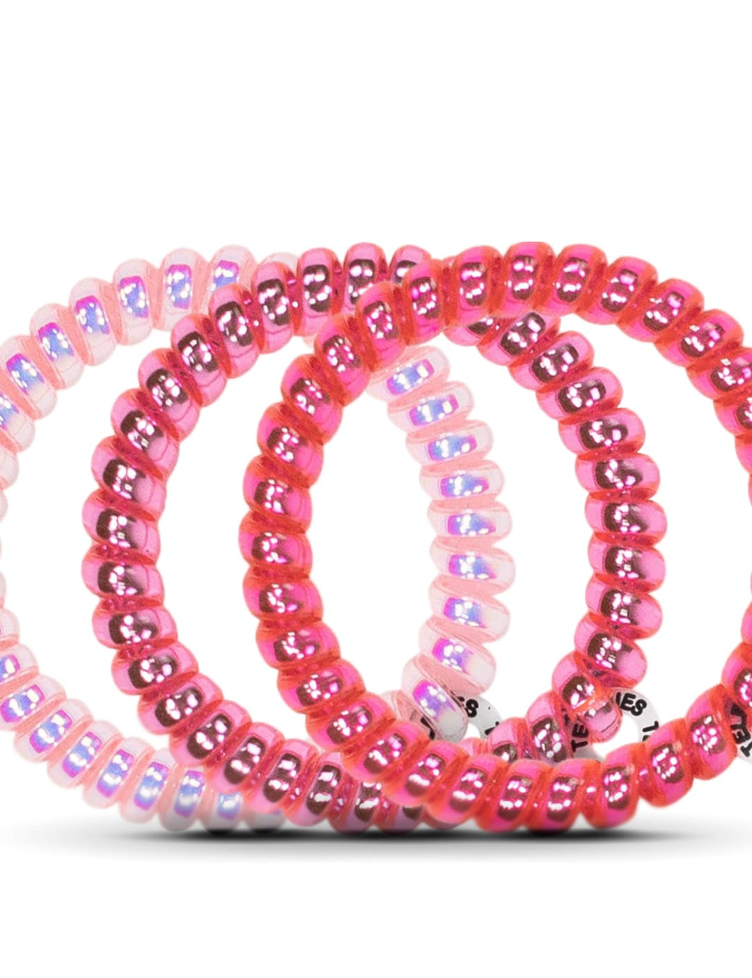 Pink and white beaded bracelet set with rhinestones, likely made of plastic or resin.