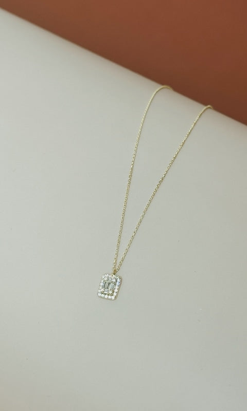 Square Baguette Necklace - Jewelry