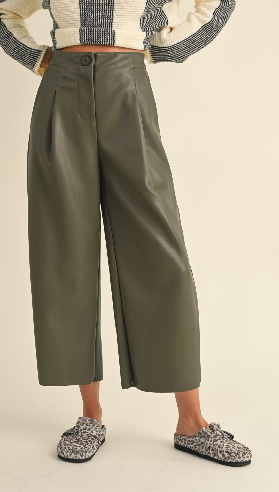 Steph Vegan Leather Wide Leg Pants - 220 Other Bottoms