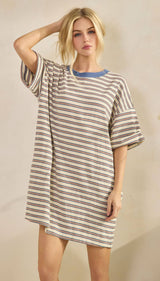 Stripe Knit Pullover Big Top Dress