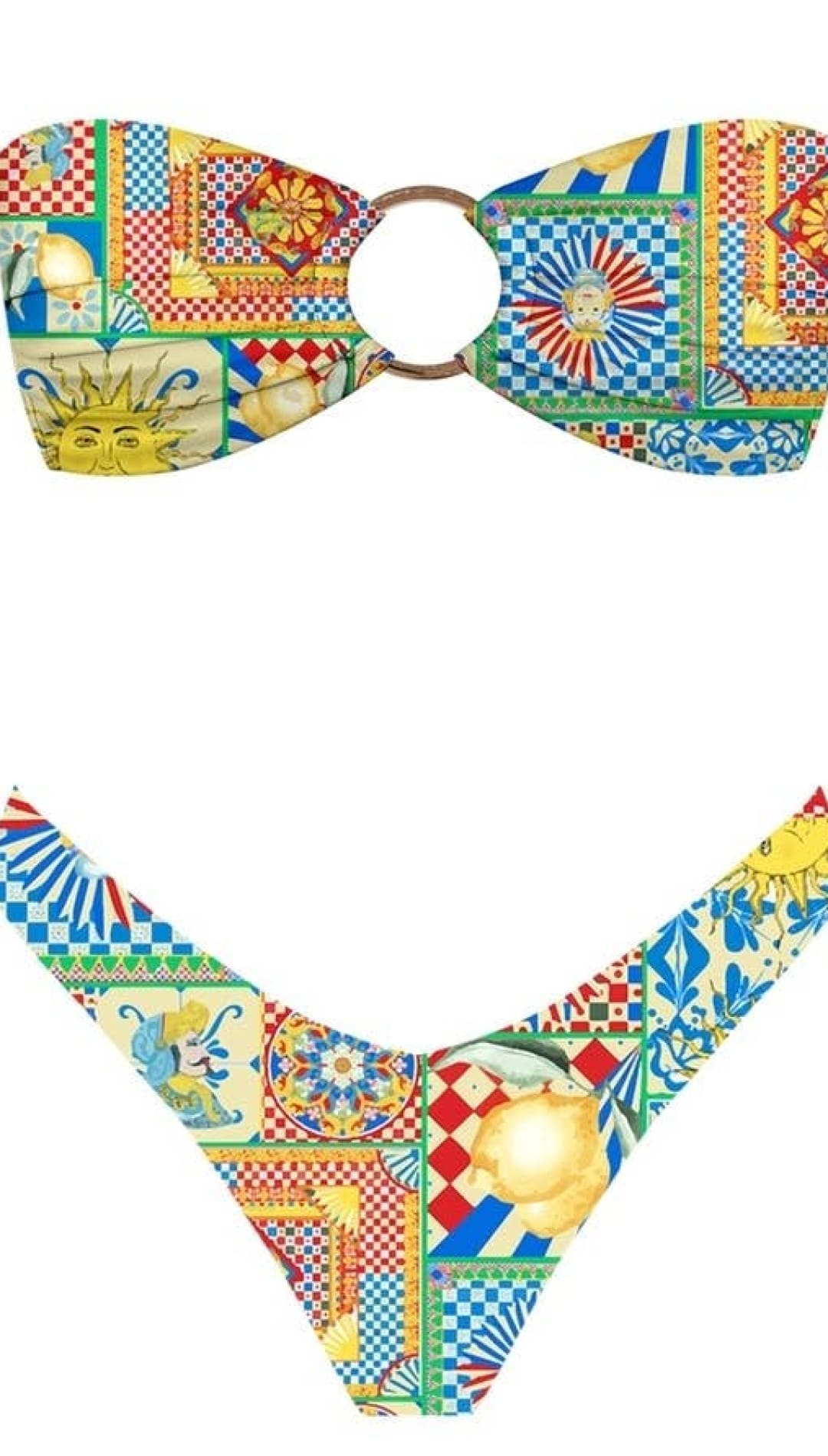 Patterned two-piece swimsuit.