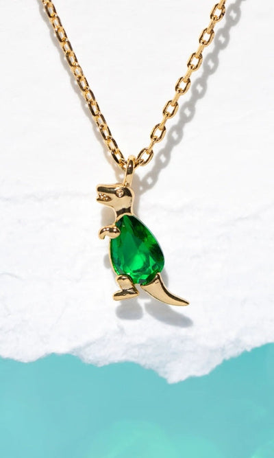 Terrific T-Rex Necklace - Gold - Jewelry