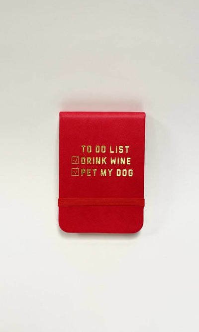 To Do List Wine Dog Red Leatherette Soft Pocket Journal - GIFT
