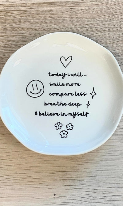 Today I Will... Believe in Yourself Round Trinket Tray - GIFT