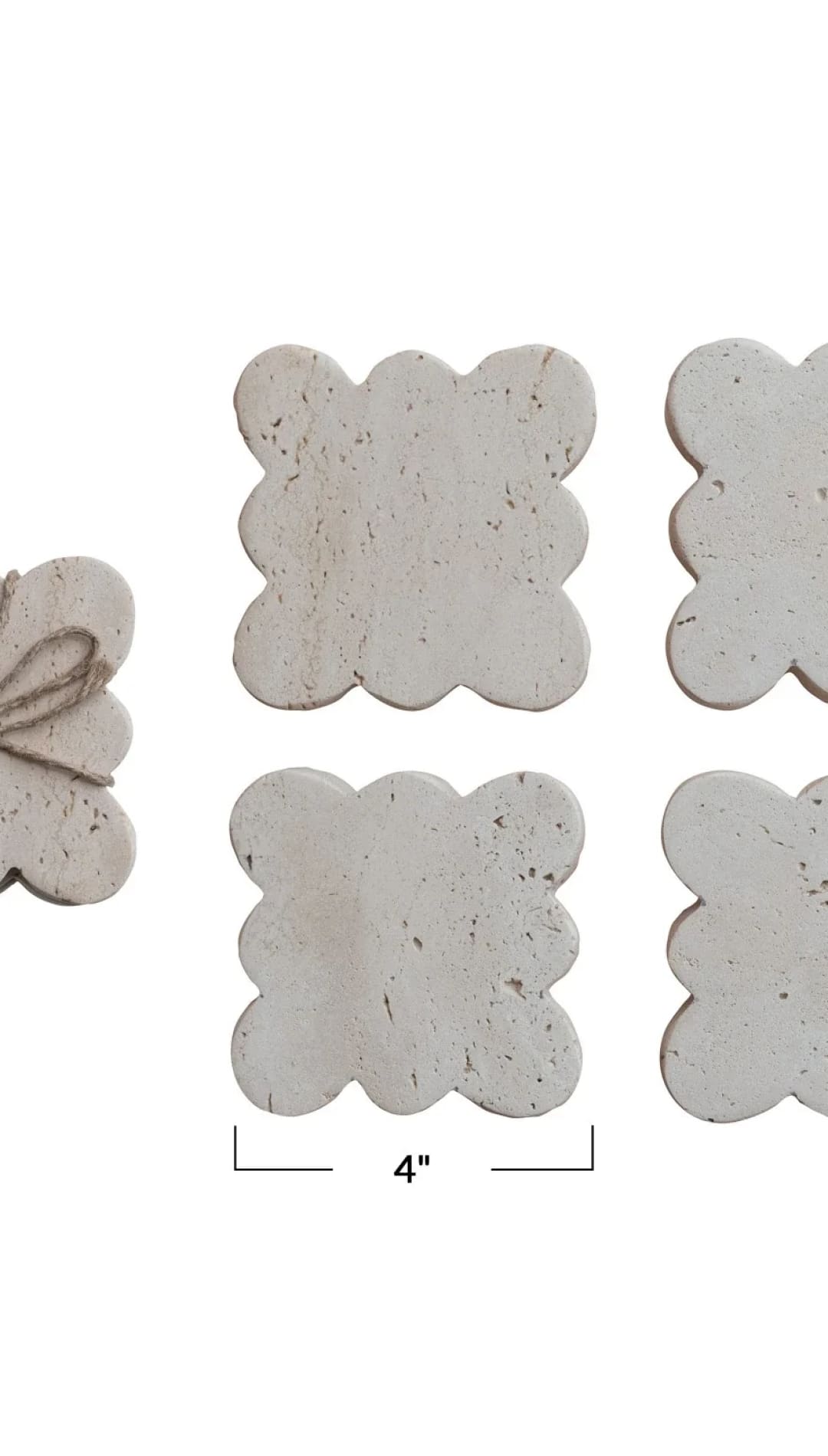 Travertine Coasters w/ Scalloped Edge - Natural - 310 Home/Gift