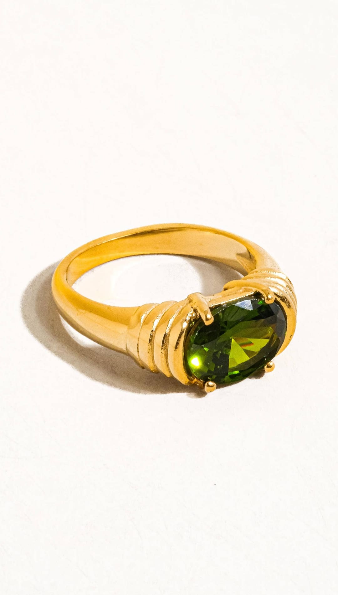 Verna 18K Gold Non-Tarnish Rhinestone Ring - Green - 260 Jewelry