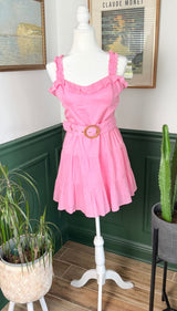 Mumu Pink Ruffle Dress
