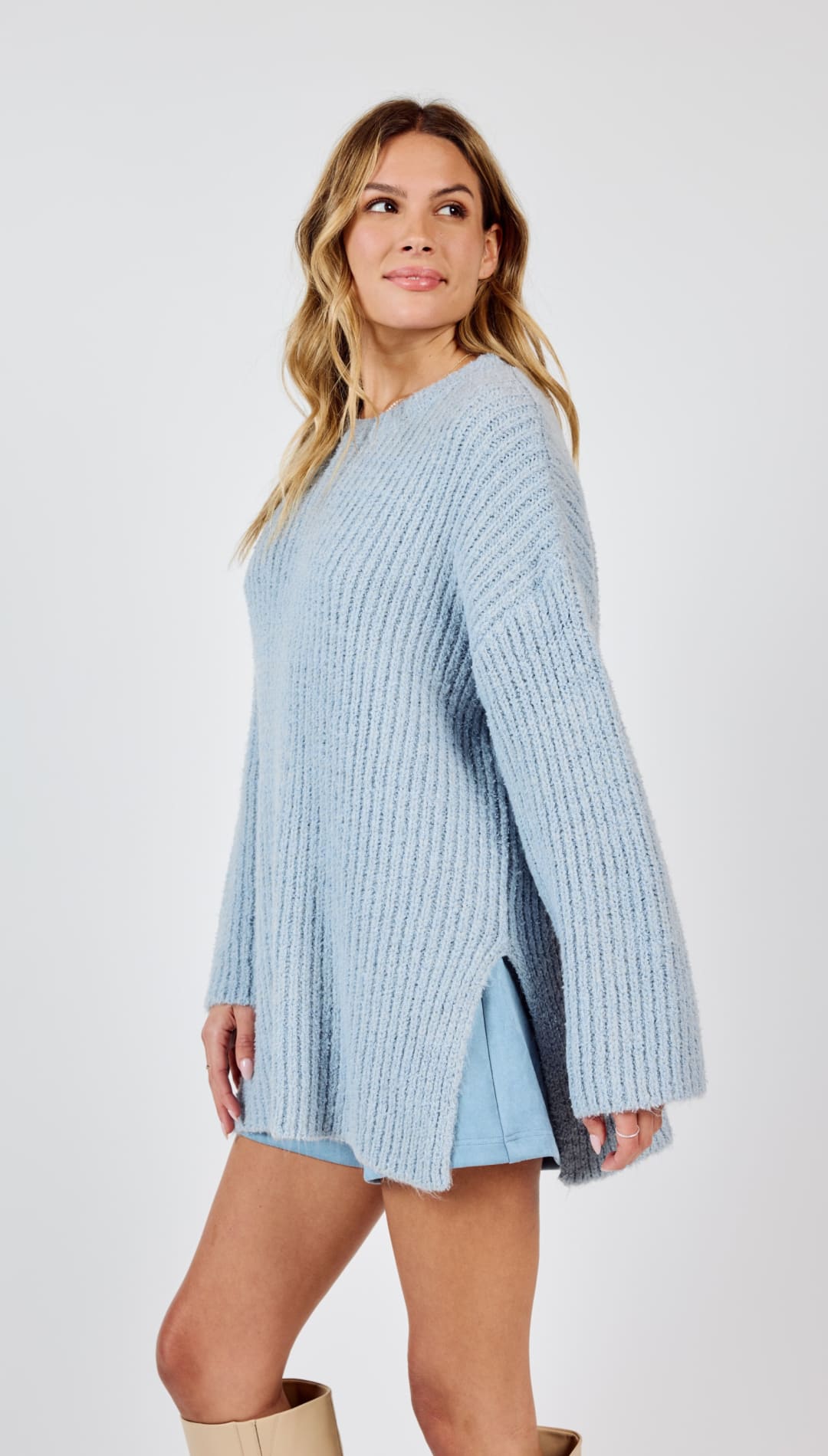 Your Needs Ribbed Knit Sweater - SKY - 140 Sweaters