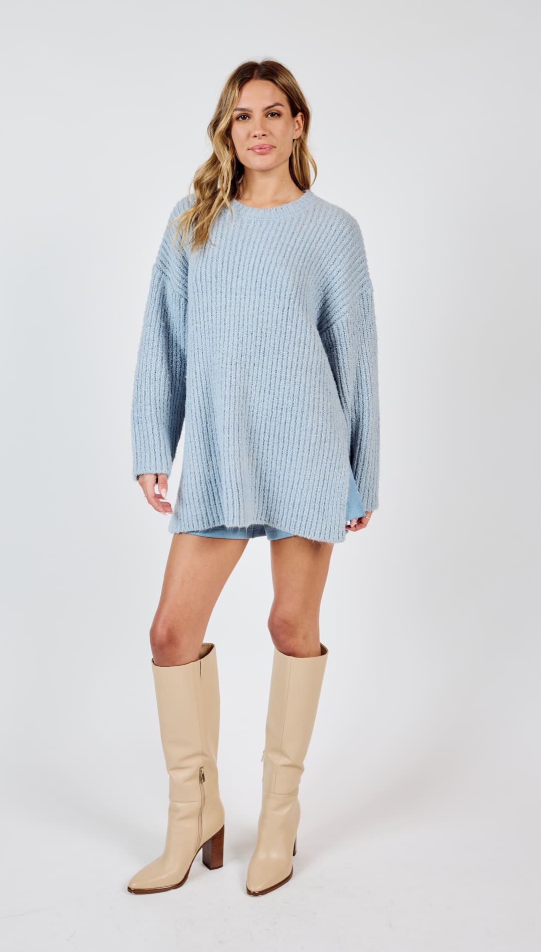 Your Needs Ribbed Knit Sweater - SKY - 140 Sweaters