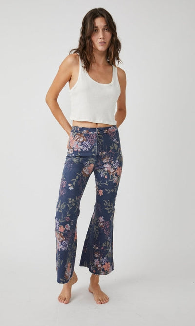 Youthquake Printed Crop Flares - Bottom