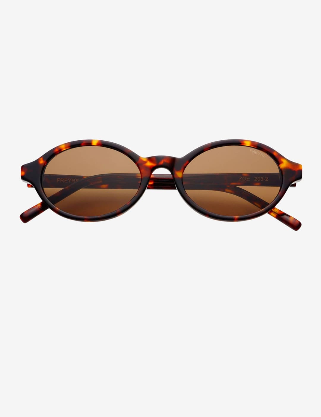 Tortoiseshell-patterned oval sunglasses with brown gradient lenses.