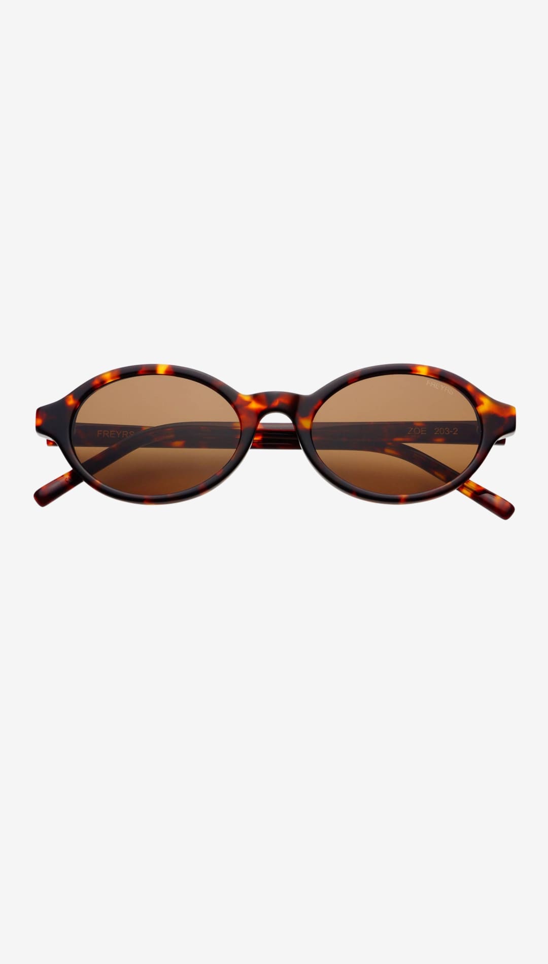 Tortoiseshell-patterned oval sunglasses with brown gradient lenses.