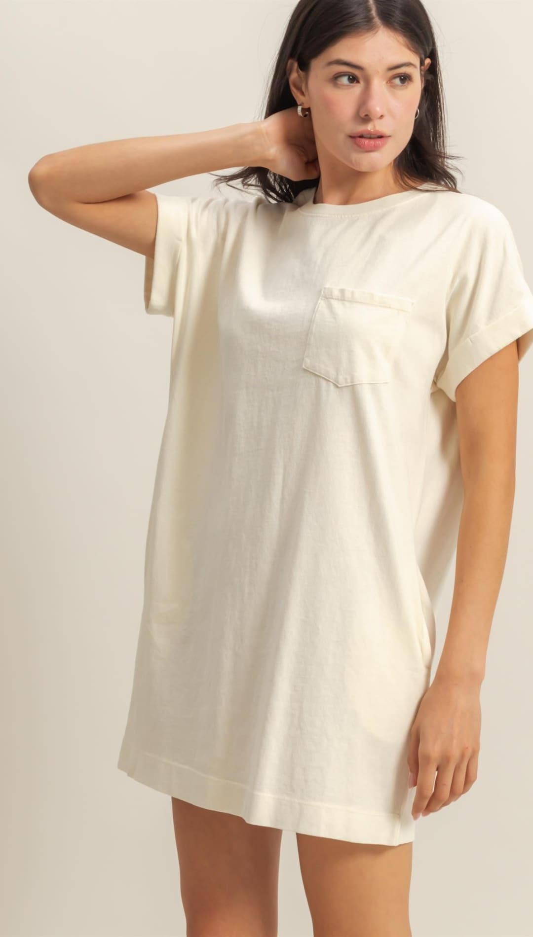 Zoe T-shirt Dress - S / Ivory - 180 Dresses