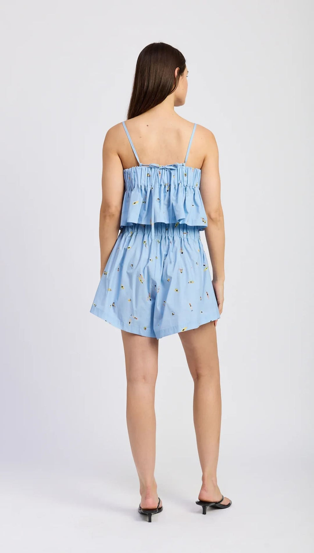 Blue floral two-piece set.