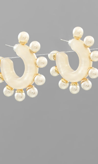 Acrylic Pearl Hoops - Earrings