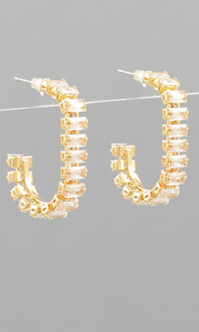Golden CZ J Hoops - Earrings