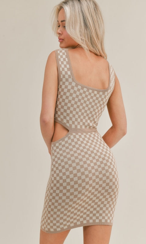 La Femme Checkered Mini Dress - Dress