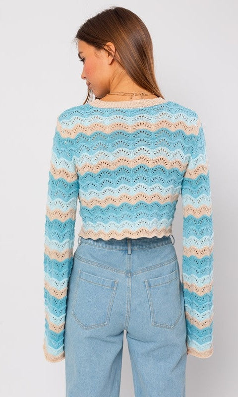 Lizzy Cropped Crochet Sweater - Shirts & Tops