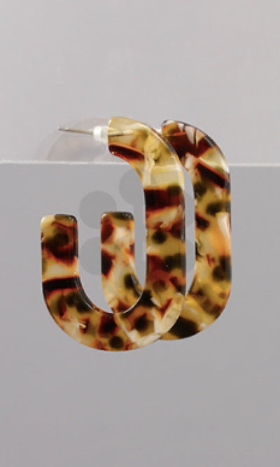 Oval Acrylic Hoops - Tort - Earrings