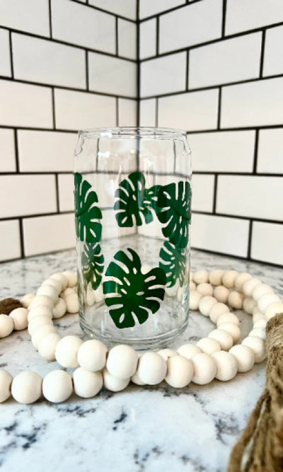 Plant - Monstera Leaf Beer Can Style Glass - GIFT