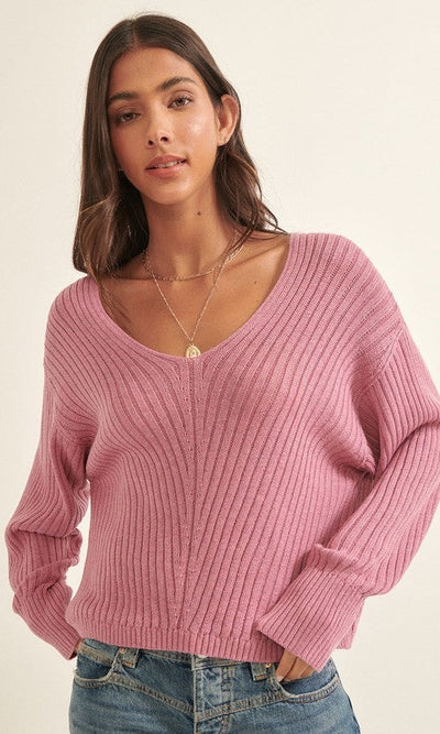 Serena Ribbed Sweater - Small / Pink