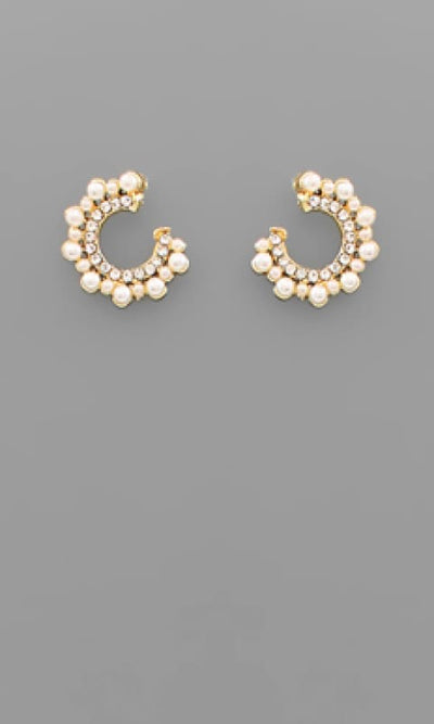 Small CZ Pearl Hoops - Earrings